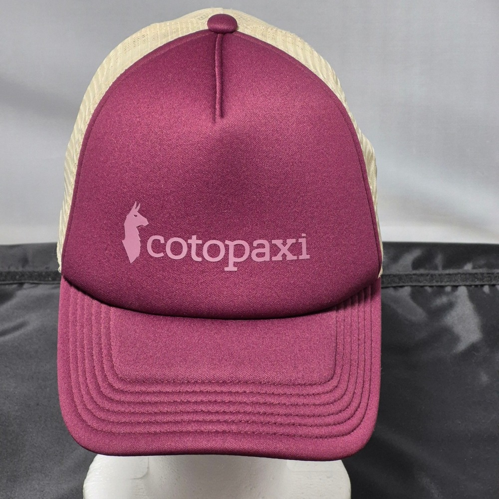 Cotopaxi Maroon Cream Llama Logo Mesh Trucker Hat Snapback S25469U1283 Mens